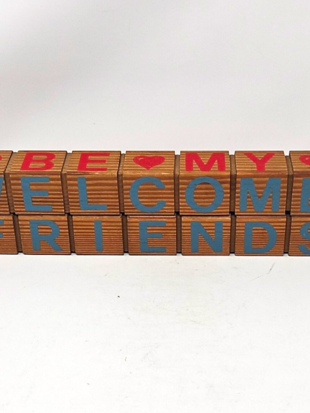 Vintage 90s 4 Way Seasonal Greeting Wood Blocks Xmas Easter Valentine Grannycore